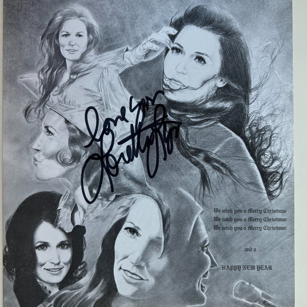 Authentic Vintage Country Music Loretta Lynn Signed Autograph Christmas Card